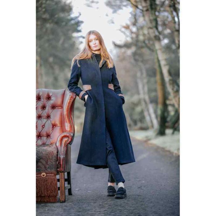 Welligogs Elizabeth Navy Tan Wool Coat