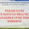 No Practice Available 29th & 30th May