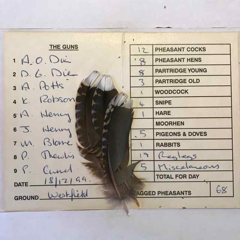 John's original game card. 